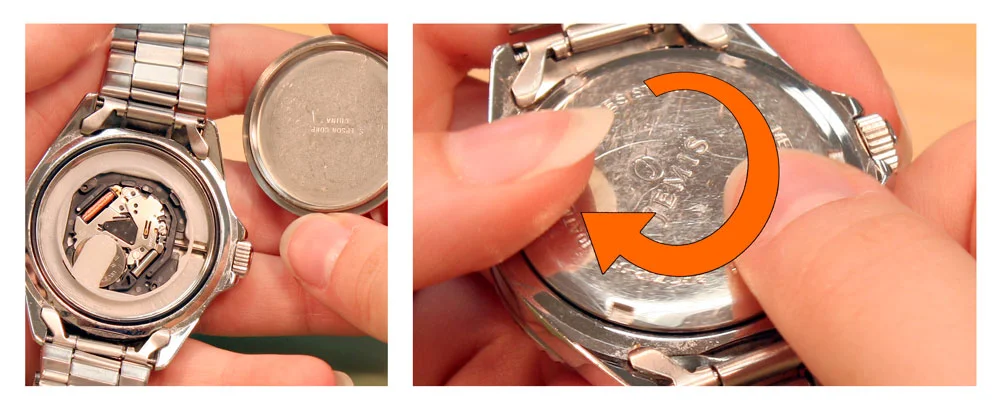 screwing the case of the watch watch