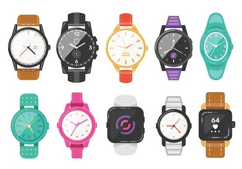 Conjunto de iconos vectoriales de relojes clásicos para hombres y mujeres