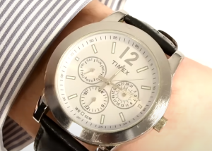 A quartz watch on wrist