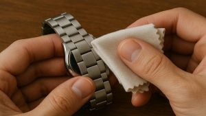 Polishing Watch Bracelet with a cloth