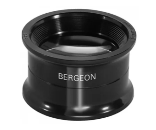 Black magnifying glass with branding