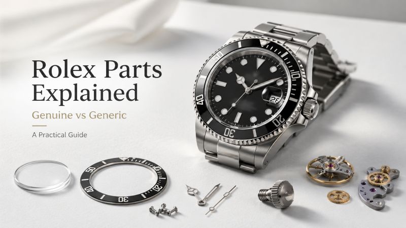 Rolex watch with parts and guide