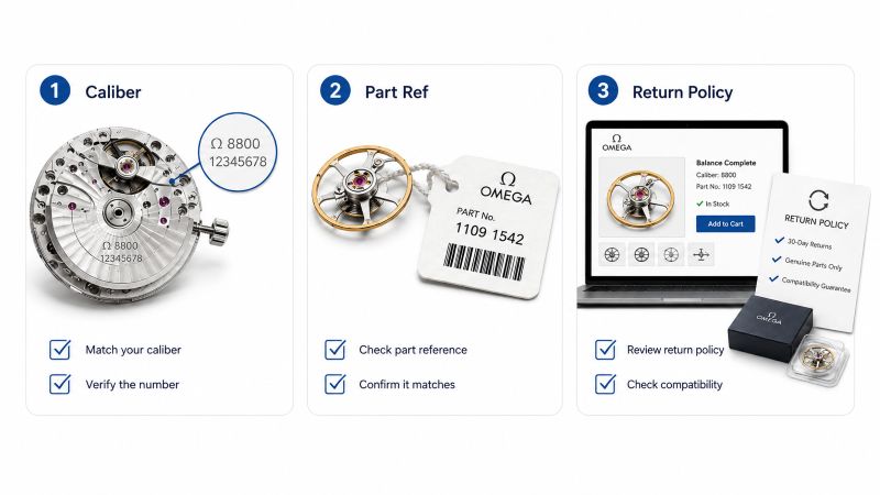 Instructions for ordering Omega watch parts