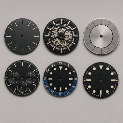 Various watch dials displayed creatively