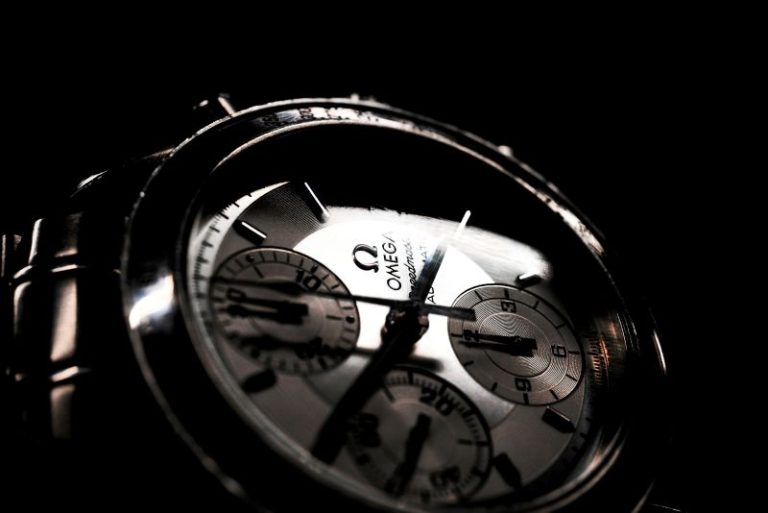 Close-up of an Omega watch