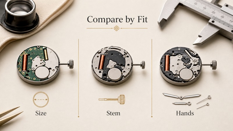 Comparison of quartz movement components