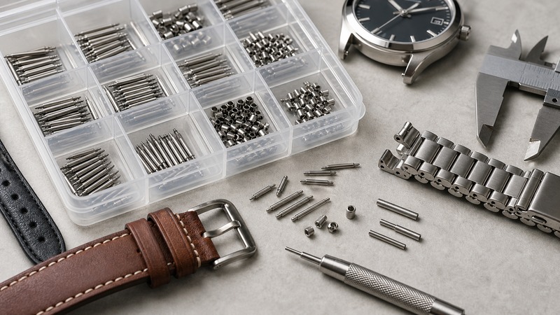 Watch parts and tools on table