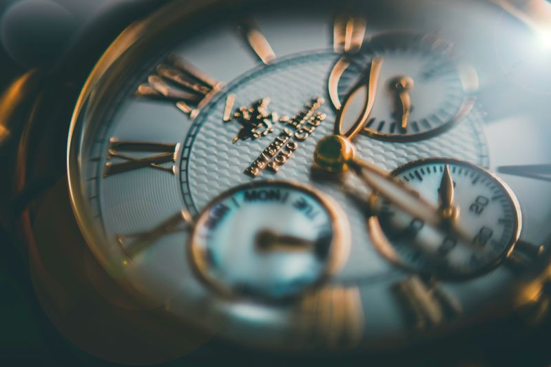 Close-up of an elegant watch dial