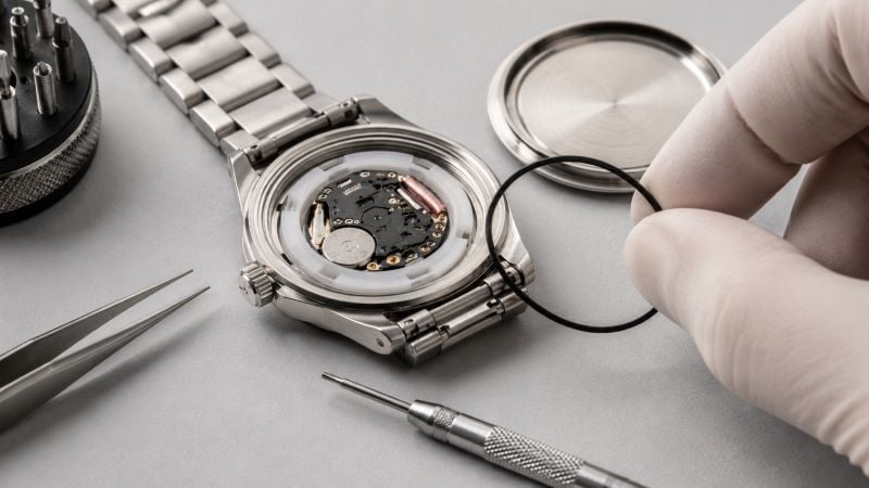 Watch repair with tools and components