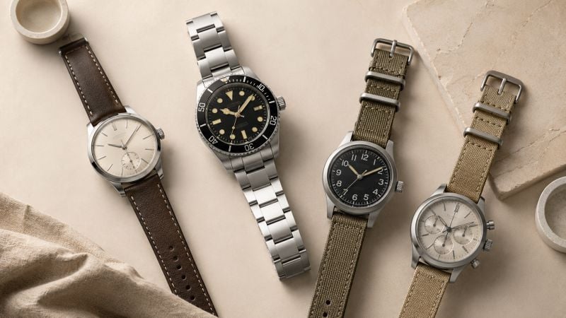 Four stylish watches with different bands