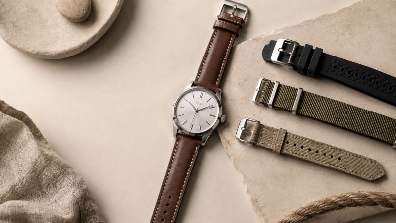 Watch with interchangeable bands displayed.